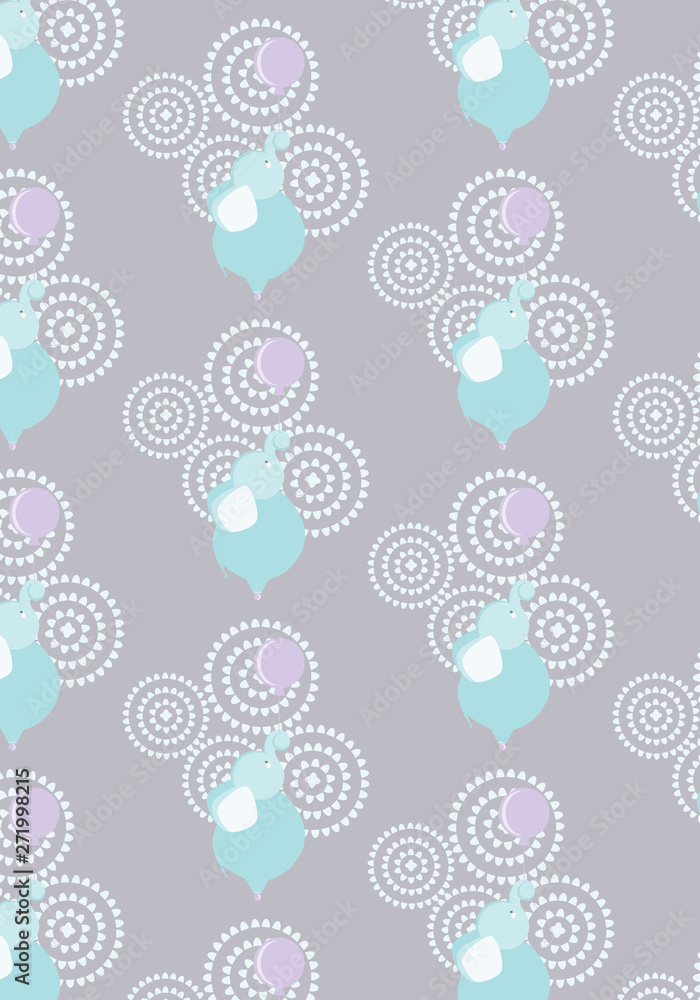 Elephant and the balloon kids vector pattern Stock Vector | Adobe Stock