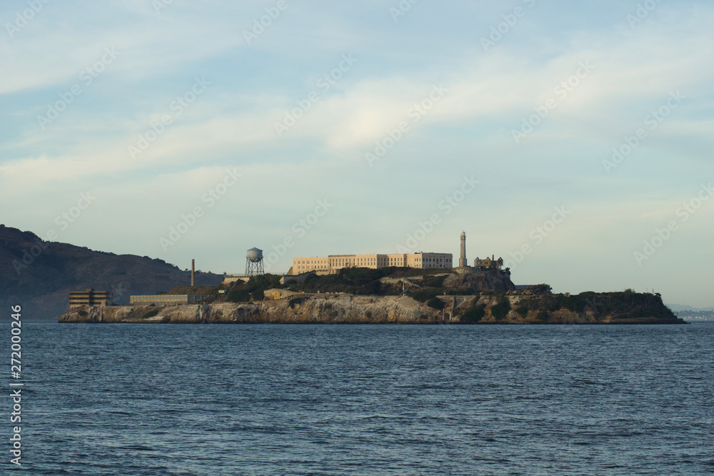 SAN FRANCISCO, CALIFORNIA, UNITED STATES - NOV 25th, 2018: Alcatraz, the silent cold prison in the SF bay