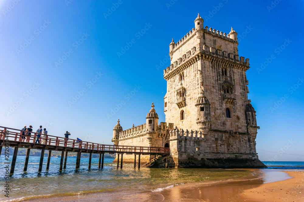 View at the Belem tower at the bank of Tejo River in Lisbon