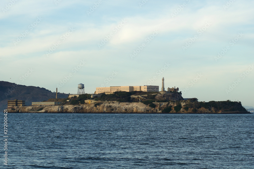 SAN FRANCISCO, CALIFORNIA, UNITED STATES - NOV 25th, 2018: Alcatraz, the silent cold prison in the SF bay