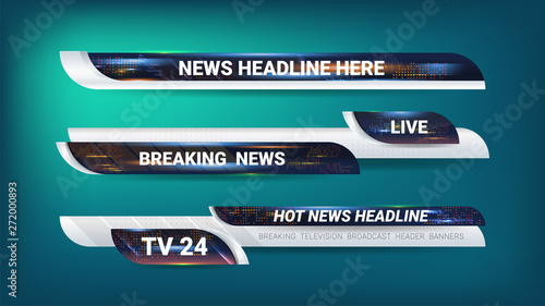 Set of Broadcast News Lower Thirds Banner for Television, Video and Media Channel
