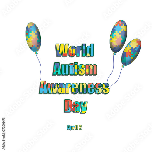 2 April as World Autism Day. Color label. Vector illustration on isolated background