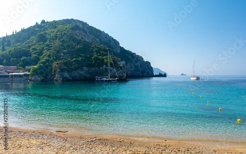 beautiful beach in Paleokastritsa on Corfu island, Greece