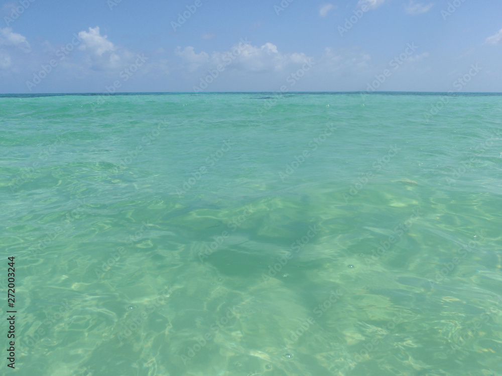 Cozumel island in Quintana Roo, Mexico. Blue turquoise Caribbean sea. 