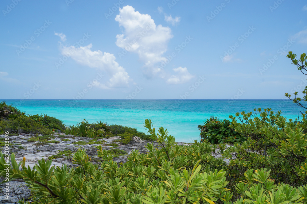  Tulum beach at Caribbean sea, Riviera Maya, Quintana Roo, Mexico                              