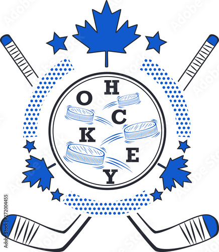 Hockey label in pop art style.