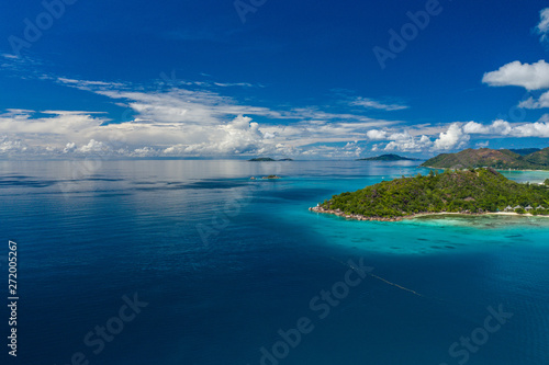 Aerial View: Anse Pasquiere, Praslin, Seychelles