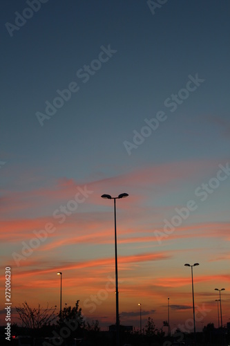 sunset in city