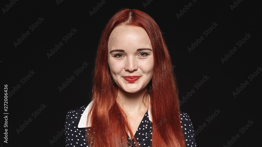 Smiling woman with long brown hair Smiling woman with long brown hair