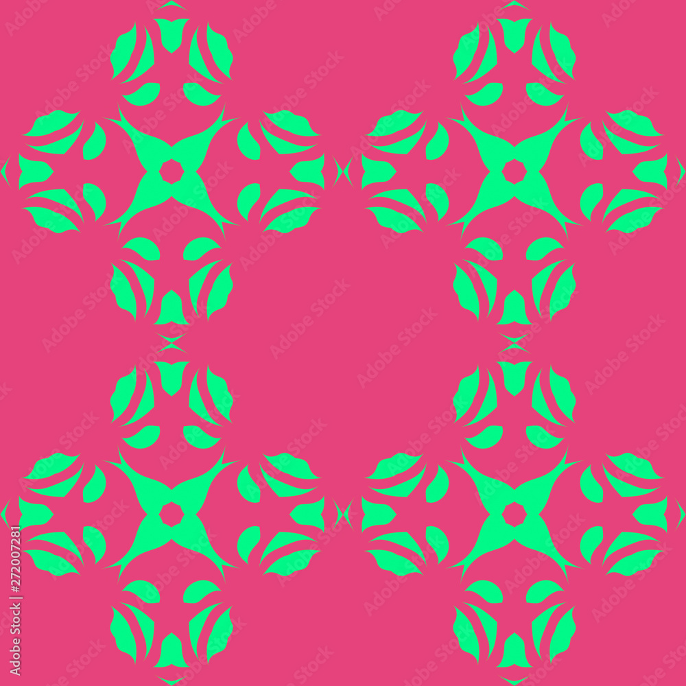 Pink and green floral beauty flat pattern Pink and green floral beauty flat pattern