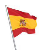 Spain flag blowing in the wind. Background texture. 3d rendering; wave. Isolated on white. Illustration.