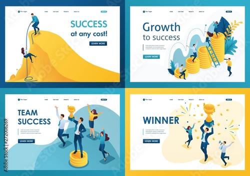 Set design web page templates of movement at success. Modern illustration concepts for website and mobile website development