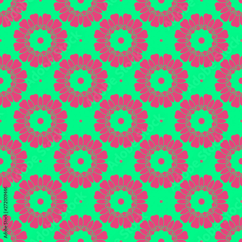 Pink and green retro pattern with geometric form