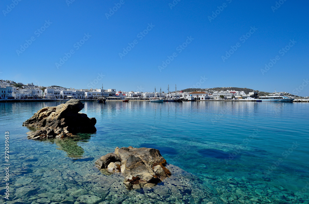 Puerto en la isla de Mykonos , Grecia