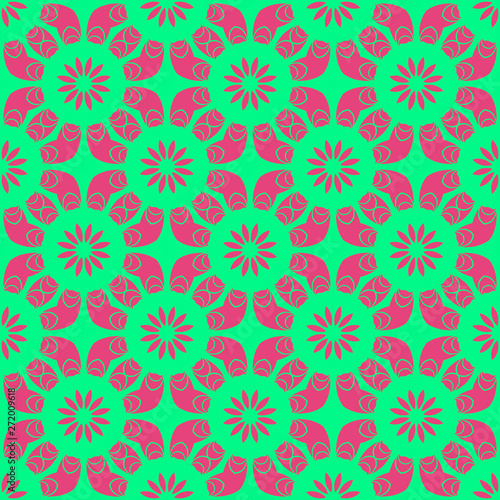 Pink and green retro pattern with geometric form