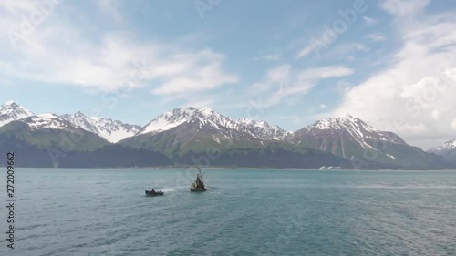 Commercial salmon fishermen working in Alaska  photo