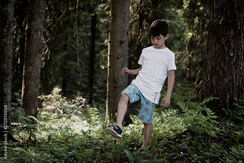The child in the forest, escaped from the house and was lost, the heavy relations in family, trouble, disagreement, physical punishments, the concept of problems of the relation of adults and children The child in the forest, escaped from the house and was lost, the heavy relations in family, trouble, disagreement, physical punishments, the concept of problems of the relation of adults and children