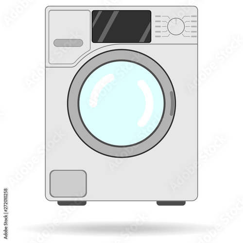 side-loading washing machine flat icon with shadow