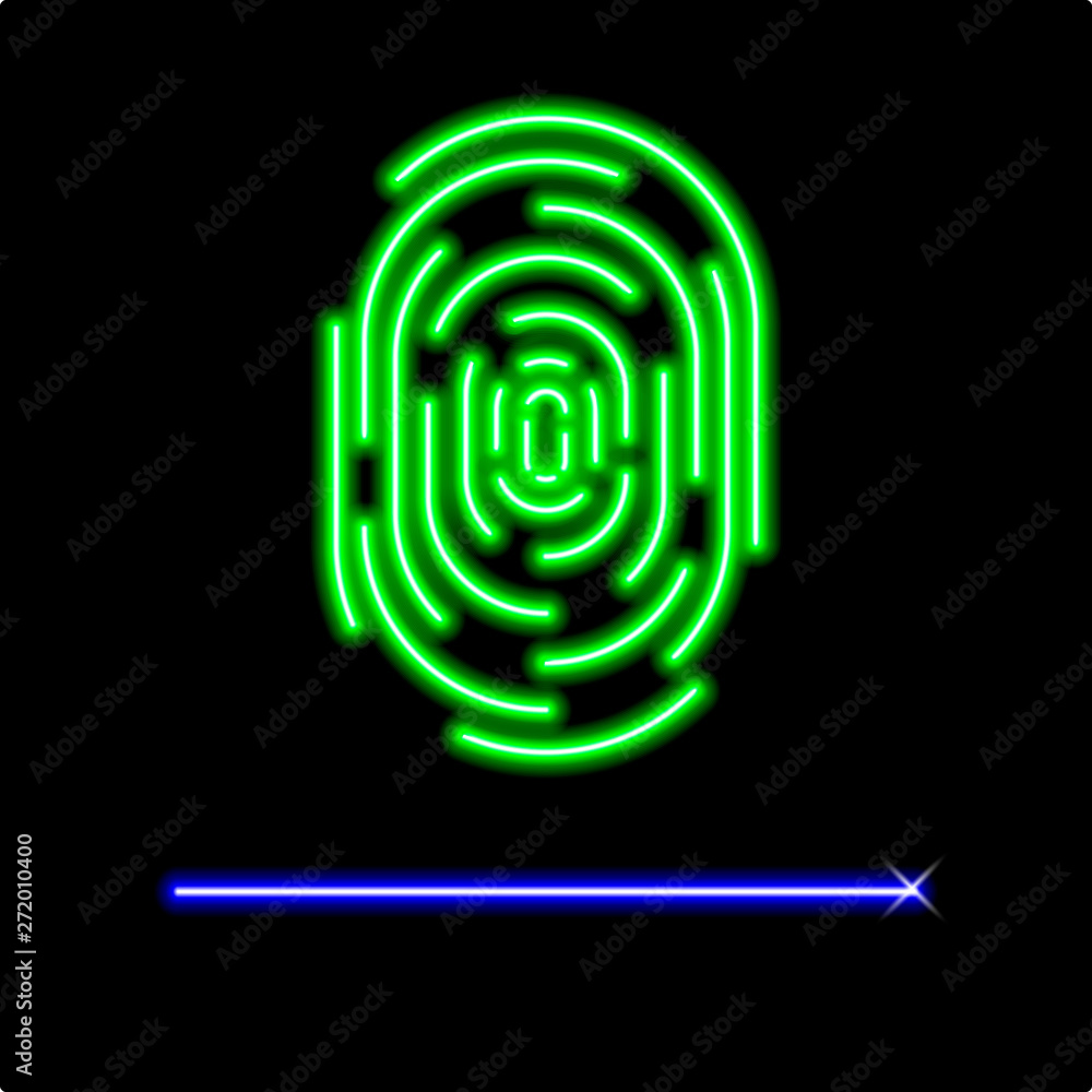 neon green fingerprint icon with identification strip neon green fingerprint icon with identification strip