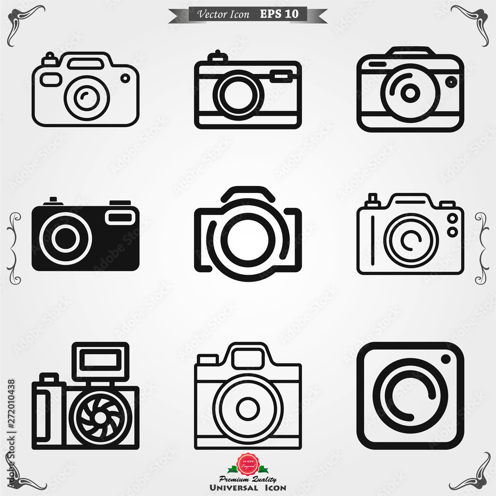 Camera Icon in flat style isolated on background Camera Icon in flat style isolated on background