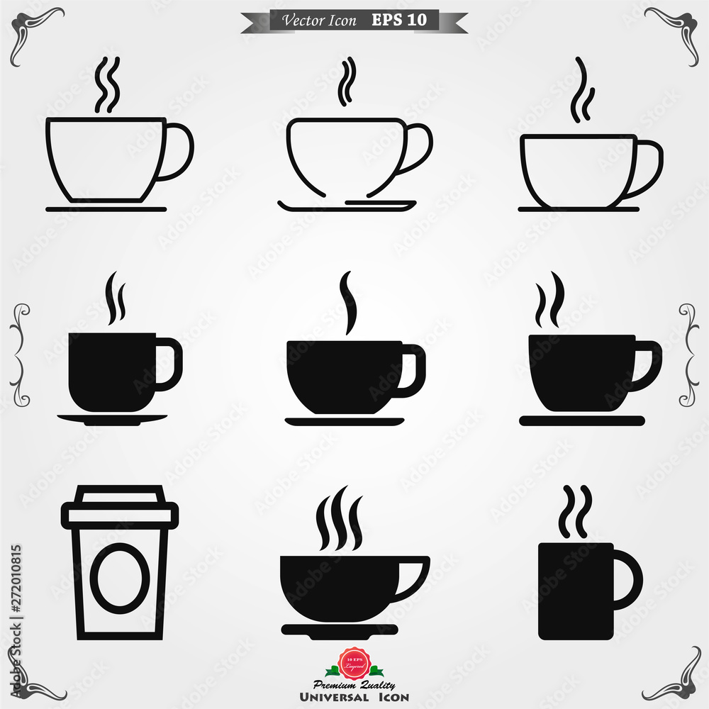 Fototapeta premium Coffee cup icon. Coffee drink vector symbol stock web illustration.