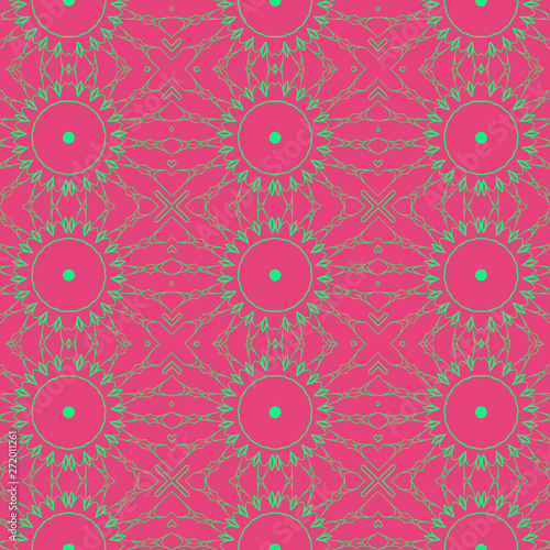 green and pink color floral spring pattern