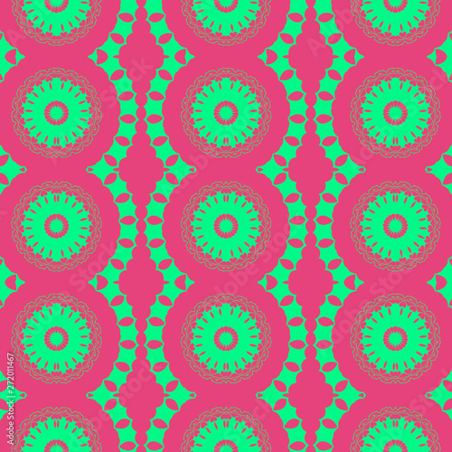 green and pink color floral spring pattern