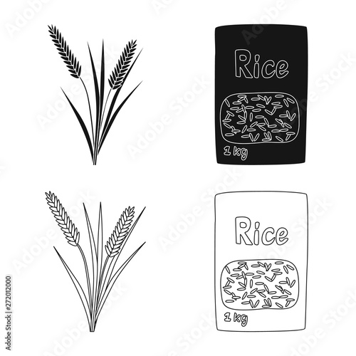 Vector illustration of crop and ecological symbol. Set of crop and cooking vector icon for stock.