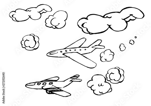 Cartoon airplane in the sky