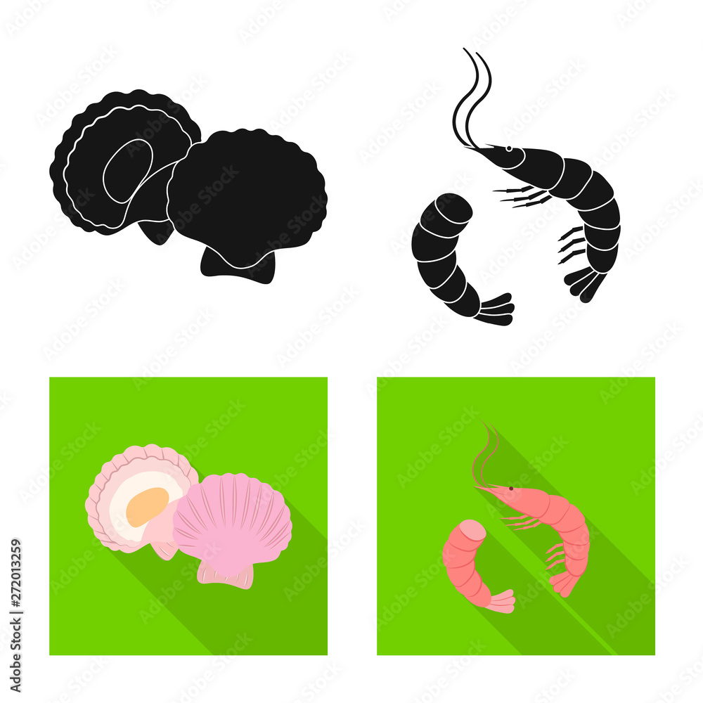 Isolated object of fresh and restaurant symbol. Collection of fresh and marine vector icon for stock. Isolated object of fresh and restaurant symbol. Collection of fresh and marine vector icon for stock.