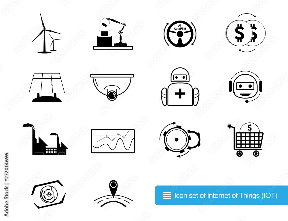 set of icon internet of things and artificial intelligence design concept set of icon internet of things and artificial intelligence design concept