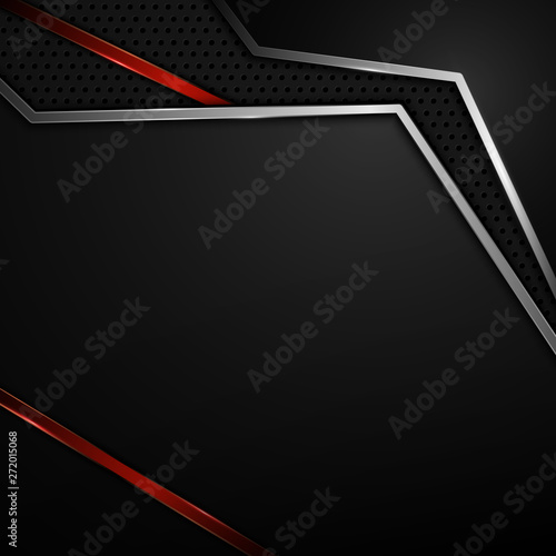 abstract black silver red frame layout design sports tech concept background photo