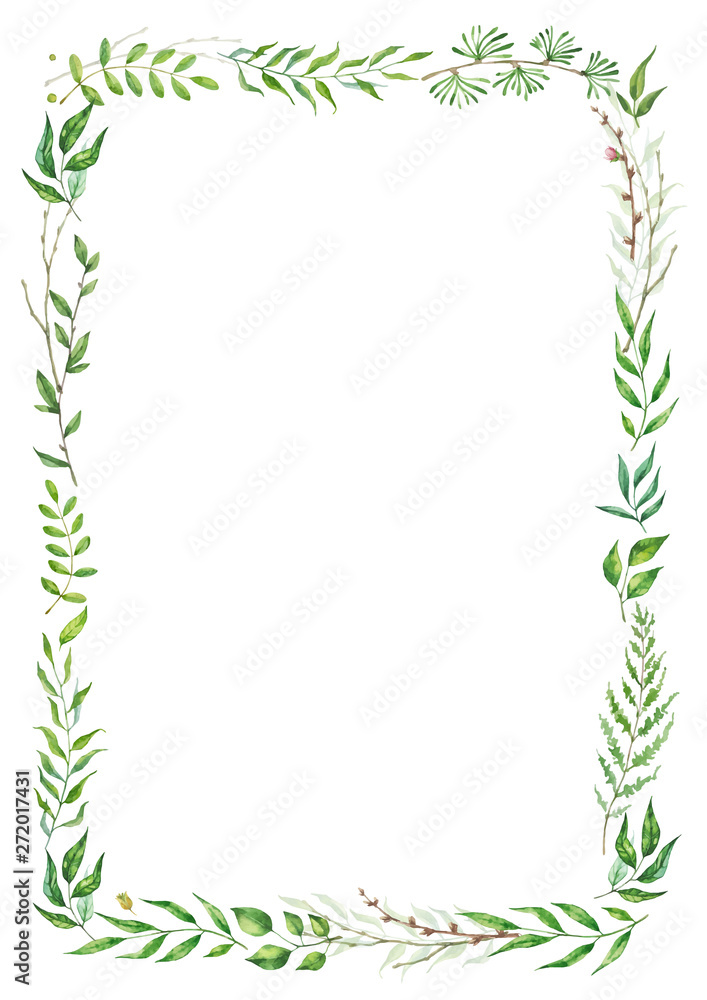 Herbal mix vector frame. Hand painted plants, branches and leaves on white background. Natural card design. Herbal mix vector frame. Hand painted plants, branches and leaves on white background. Natural card design.