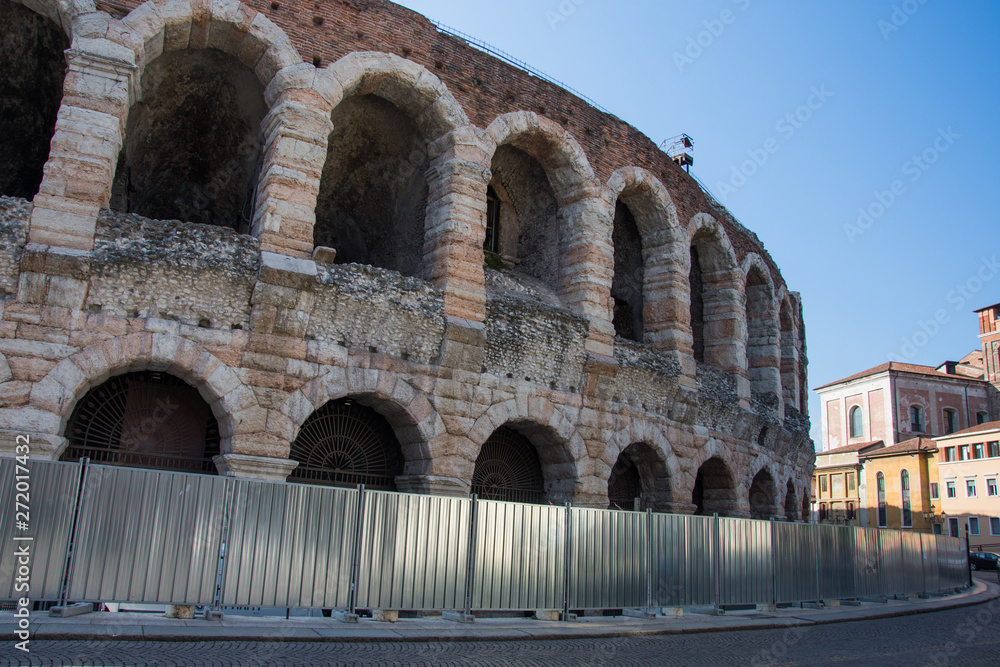 Colliseum in Verona city, Italy,Roman amphitheatre Arena di Verona  ,march,2019