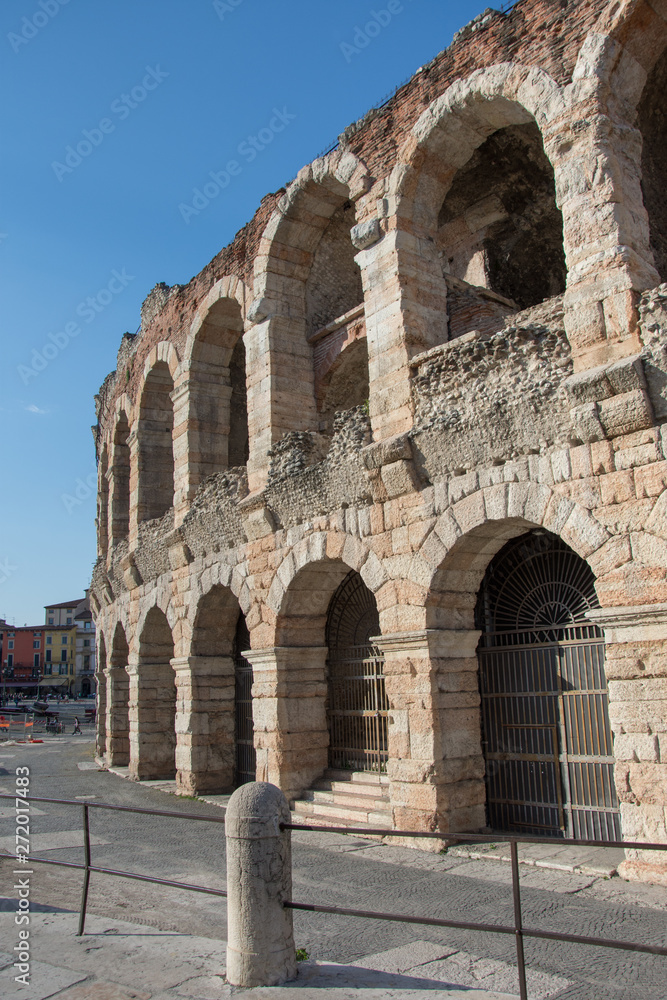 Colliseum in Verona city, Italy,Roman amphitheatre Arena di Verona  ,march,2019
