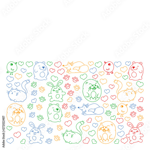 Vector set of beautiful round icons icons in doodle style. Painted, colorful, pictures on a piece of paper on white background