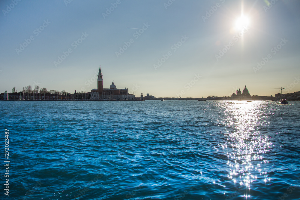 San Giorgio Maggiore Island in Venice,Italy,2019,view from the boat
