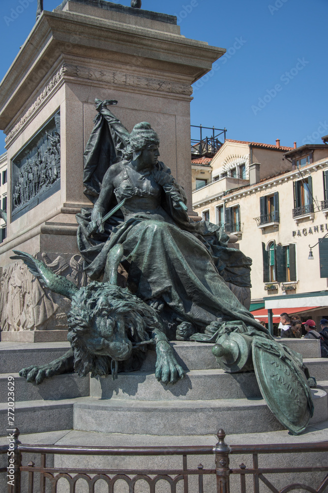  Equestrian monument Vittorio Emanuele II on Riva Degli Schiavoni, Venice, Italy,2019