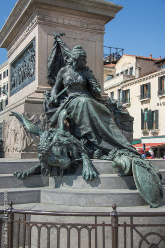  Equestrian monument Vittorio Emanuele II on Riva Degli Schiavoni, Venice, Italy,2019