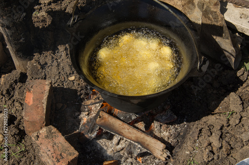 Fried  potatoes in oil,ceaun in Romania