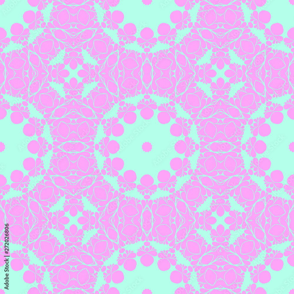 Beauty pastel pattern, color vintage cover design with floral blue and pink ornament