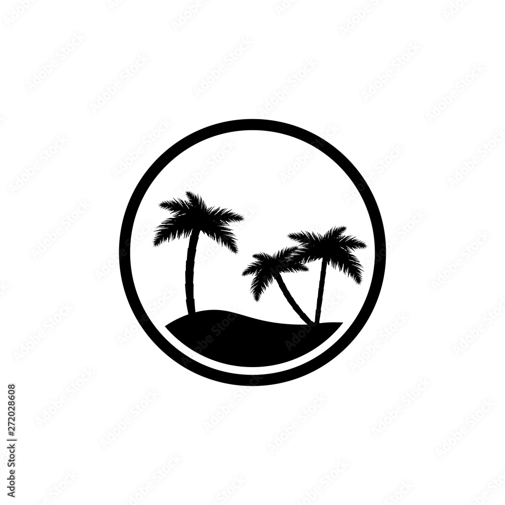 Palm trees icon, flat design template, vector illustration