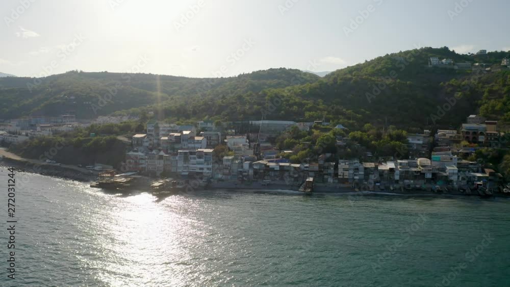 Aerial of Alushta resort town on Crimea coast Aerial of Alushta resort town on Crimea coast