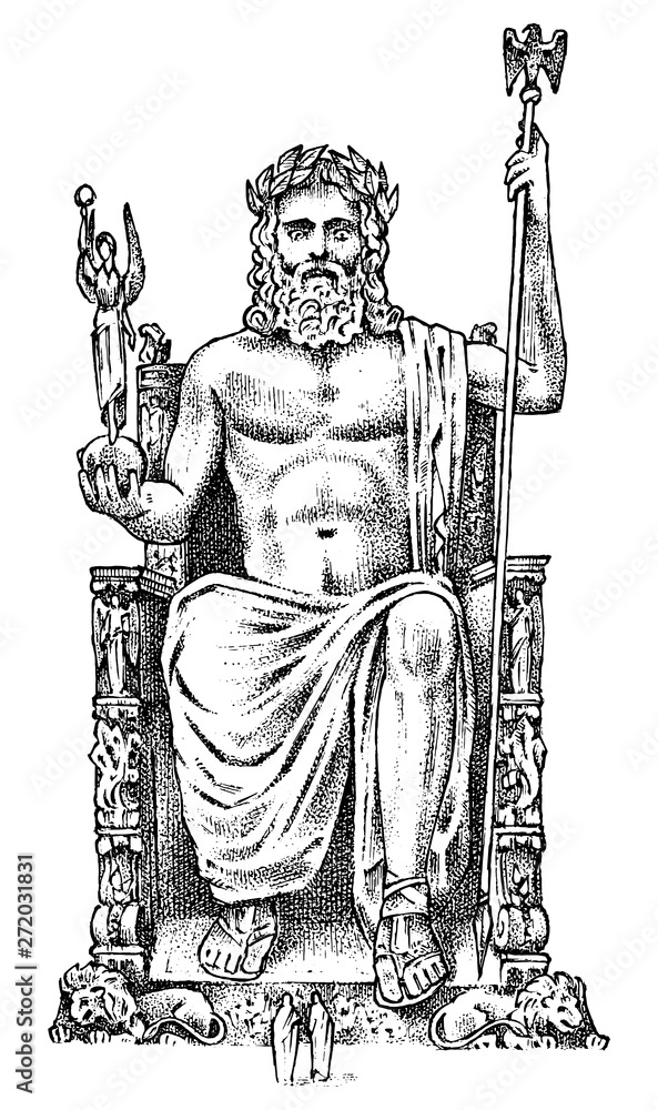 Seven Wonders of the Ancient World. Statue of Zeus at Olympia. The great construction of the Seven Wonders of the Ancient World. Statue of Zeus at Olympia. The great construction of the