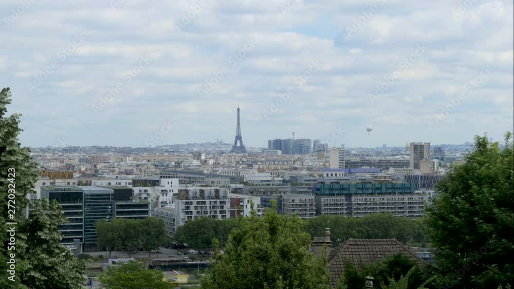 Time Lapse of Paris on a cloudy day from Meudon point of view (Eiffel, Montmartre, hot-air balloon) Time Lapse of Paris on a cloudy day from Meudon point of view (Eiffel, Montmartre, hot-air balloon)