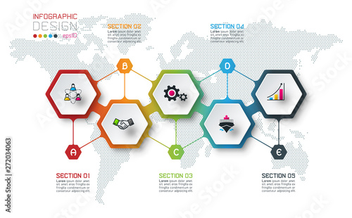 Hexagon inforgraphics on vector graphic art.