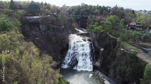 Tilt down aerial, Ithaca Falls near Cornell University photo