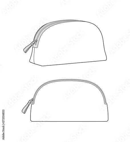 Fotografie, Obraz Dome makeup bag, cosmetic case, daily zip pouch vector illustration sketch templ