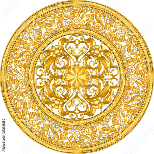 circle  golden ornamental on white
