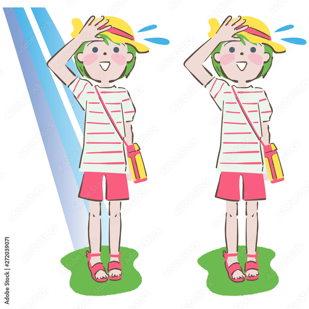 熱中症 太陽の日差しを遮る少女 イラスト Stock イラスト Adobe Stock 熱中症 太陽の日差しを遮る少女 イラスト Stock イラスト Adobe Stock